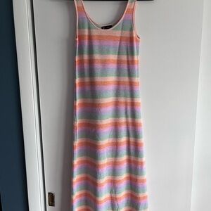GAP Pink and Blue Sleeveless Midi Dress